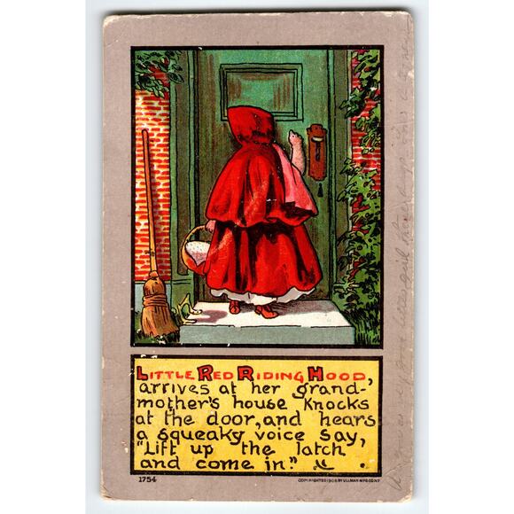 1909 Little Red Riding Hood Vintage Postcard by Ullman Mfg. Co. - Picture 1 of 2